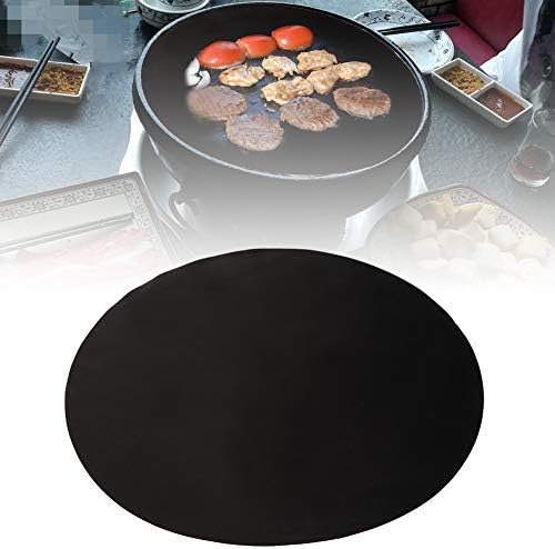 Round Non-Stick BBQ Mats Grill Mats, Reusable Baking Mats-Work on Gas Charcoal Electric Grill, Heavy Duty Teflon Barbecue Accessory, 15.8in Black