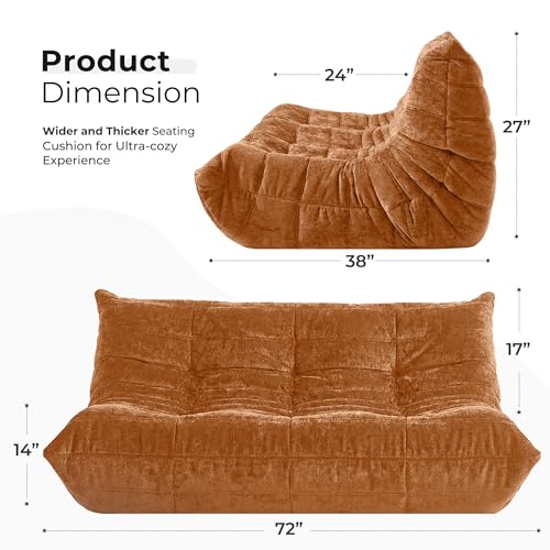 Image of HABUTWAY Giant Bean Bag Chairs Lazy Sofa for Adults,3 Seater,Brown