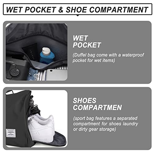 Gym Bag For Men Women,Small Fitness Workout Sports Duffle Bag With Wet Pocket & Shoes Compartment, Waterproof Overnight Weekender Duffel Bags For Traveling Black #TOP4