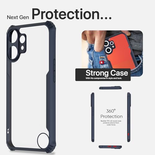 Image of Pikkme Back Cover for CMF by Nothing Phone 2 Pro 5G | Ultra Hyrbid | Full Camera Protection | Raised Edge | Crystal Clear Transparent Bumper Case (Blue)