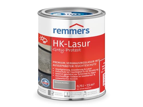 Remmers HK-Lasur 3in1 Grey-Protect anthrazitgrau, 0,75 Liter, Holzlasur für Vergrauung außen, 3 Holzschutz Produkte in einem, Feuchtigkeit- und UV-Schutz