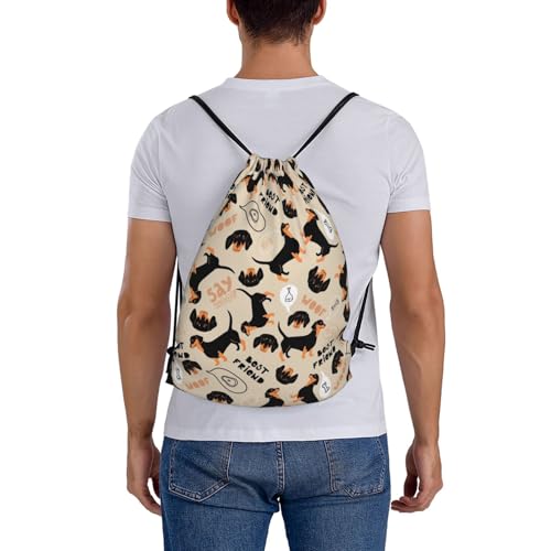 YOFIEN Dackel 3 Wasserfester Rucksack mit Kordelzug für Damen und Herren, Sport- und Fitnessstudio-Sackpack