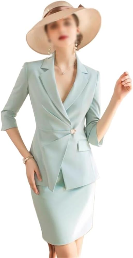 Work Clothes Female Two-piece Dress Green Suit Professional Dress Temperament Suit