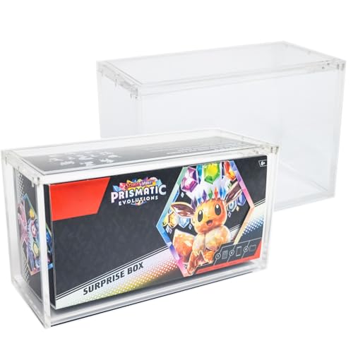 Premium Acrylic Display Case for Pokemon Surprise Boxes - Magnetic Top, Stackable, UV Protection