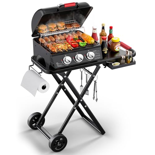 Laudlife 3-Burner Portable Gas Grill with 30,000 BTU, 320 SQ.IN