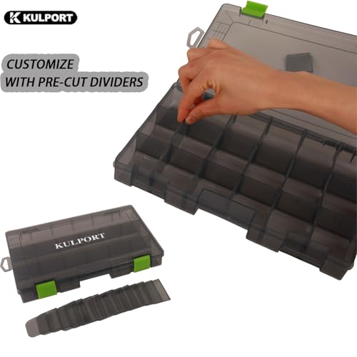 Kulport Tackle Boxes Plastic Storage Organizer Box with Removable Dividers,3600 Tackle Tray,Lure Box and Terminal Tackle Storage,4 Packs Tackle Trays-Grey by KULPORT - Image 3