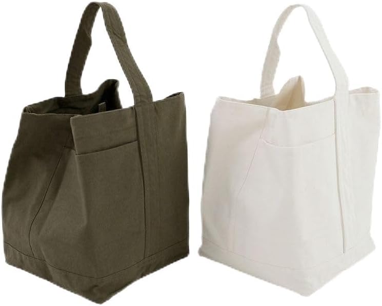 shesay One Handle Bag, Unisex, 5 Pockets, Canvas, Cotton, Interior, Outside, Pockets, Unisex, Reversible