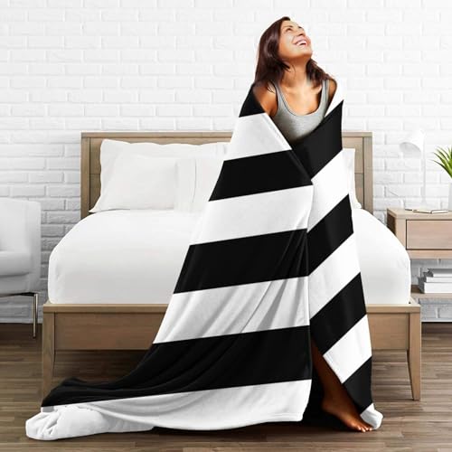 Couverture de lit en flanelle douce rayée noir et blanc de haute qualité
