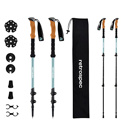 Retrospec 4882 Solstice Trekking & Ski Poles For Men & Women - Aluminum W/Cork Grip - Adjustable & Collapsible Lightweight Hiking, Walking & Skiing Sticks cover