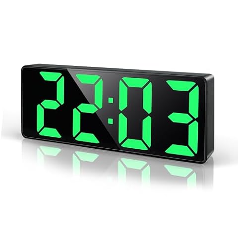 Lafocuse Cyfrowy budzik LED przy łóżku z dużym wyświetlaczem 17,8 cm, drzemka, zasilanie Type-C/bateryjne, regulowana jasność, data, temperatura, zegar stołowy dla osób twardo śpiących, do sypialni