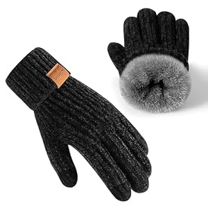 Winter Gloves for Women Chenille, Womens Gloves Cold Weather Fleece Lined, Stocking Stuffers for Women Christmas Gifts