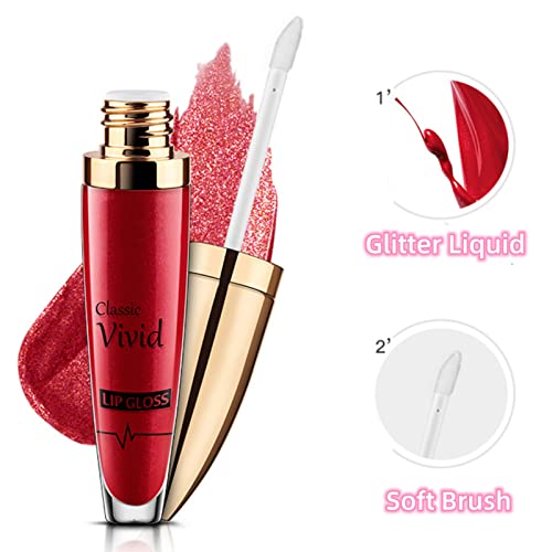 Rosarden Diamond Shimmer Metallic Lip Gloss, Glitter Lip Gloss, Waterproof Liquid Lipstick, Shimmer Lip Gloss, Glitter Liquid Lipsticks, Shiny Lip Gloss, Glow Lipstick, Glossy Glitter For Lips Eyes Cheeks #TOP7