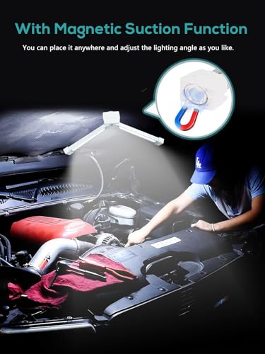 Image of Gym Lamp, Gym Lighting for Posing, Magnetic Photography Light, Gift for Women /Men, 180 Rotate Foldable with Hang Hook Camping Lamp, USB LED Handheld Flashlight-White