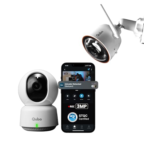 Qubo Smart Outdoor Bullet + 360° Indoor Camera Combo by Hero Grou...