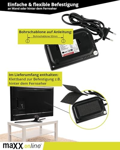 maxx.onLine Wzmacniacz antenowy z 2 wyjściami 2 x 20 dB wzmocnienie w zestawie adapter F, 85-1006 MHz, telewizja kablowa, wzmacniacz kablowy, wzmacniacz do mieszkania