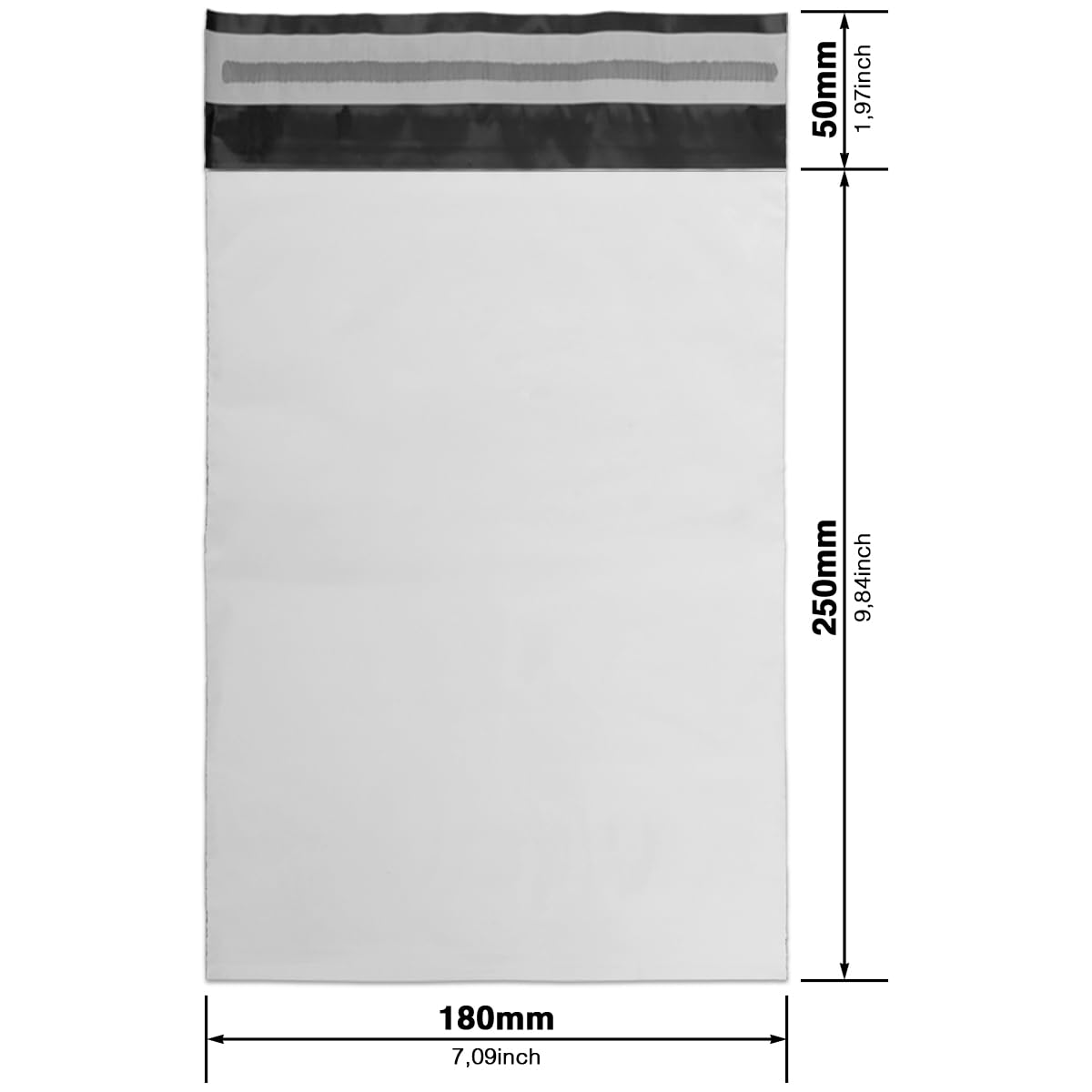 verpacking Enveloppe plastique 180x250 mm Blanc/Noir [taille et nombre au choix] Opaque Coex Sacs d'expédition pour vêtements Autoadhésifs Sacs d'emballage Films d'expédition 500 pièces