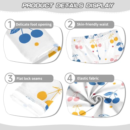 ALAZA Girls' Leggings Children's Yoga Pants Skinny Printed Dance Colorful Cherry White Comfortable 4T2