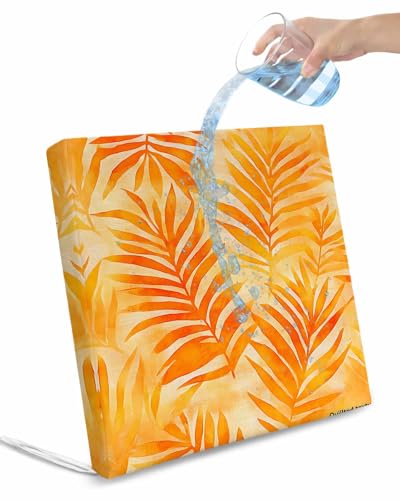 2 Pack Botanical Orange Yellow Waterproof Cushion Covers with Ties, Outdoor Patio Chaise Lounge Chair Seat Cushion Slip Covers Replacement(Only Cover) Modernism Tropical Palm Leaf 22
