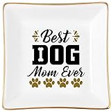 LZBALUYO Dog Mom Gifts for Women: Best Dog Mom Ever Jewelry Dish - Mothers Day Birthday Christmas Gifts for Dogs Lovers