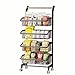 HONGKEFIT 4 Tier Fruit Basket for Kitchen Stackable Fruit and Vegetable Storage Cart Wheels Metal Wire Basket Organizer for Onions Potatoes Storage Utility Rackï¼Œ Bins for Kitchen Pantry
