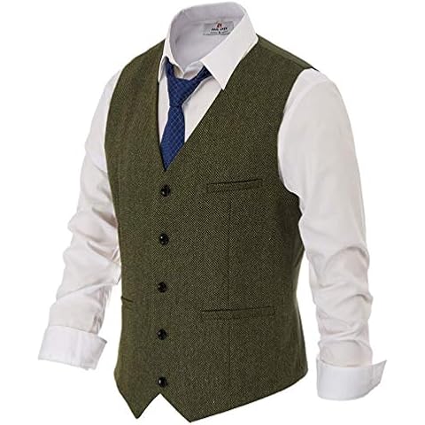 PJ PAUL JONES Men's Herringbone Tweed Waistcoat Cover