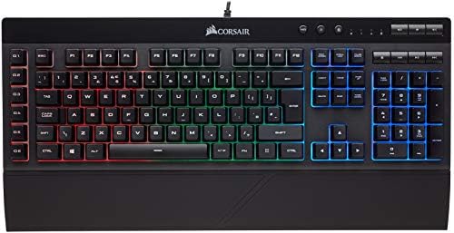Corsair K55 RGB Membrane Gaming Keyboard (6 Programmable Macro Keys, 3-Zone RGB Backlighting, Multimedia Controls, UK Layout) - Black