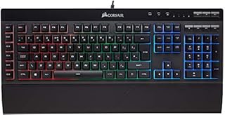 Corsair K55 RGB Membrane Gaming Keyboard (6 Programmable Macro Keys, 3-Zone RGB Backlighting, Multimedia Controls, UK Layout) - Black