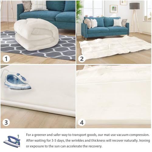 Image of Baby Play Mat for Floor Nursery Rug Muscle Mat Area Rug Playroom Rug 71 inchx79 inch Playpen Mat Elastic Foam 1.3 inch Thick Crawling Mat for Babies,Toddlers, Infants, Kids,Cream