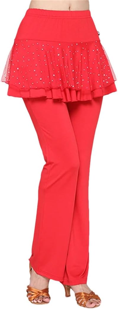 Women's Square Dance Pants Latin Practice Trousers with Flared Skirt for Stage Performance