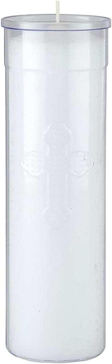 Offerlight 7 Day Clear Flame Retardant Plastic Long Hours Lasting Unscent Candle for Religious, Memorial and Party Decor, Pack of 24