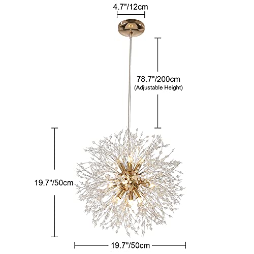 Lingkai 19.9" Gold Modern Crystal Chandeliers Firework, Bubble Chandelier Lighting for Bathroom Dining Room Bedroom Kitchen Island Living Room Light Fixture, 9-Light Gold Hanging Round Chandalier by Lingkai - Used condition - Image 2