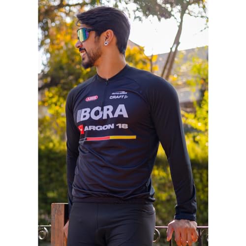 Camisa de Ciclismo Masculina Manga Longa Preta Proteção UV Slim Confortável Pro Bike (BR, Alfa, M, R