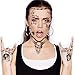 FashionTats Cosplay POST Male Singer Temporary Tattoos -UPDATED 2023- to include DDP, Skull, Flail, Circular Saw & Hammer | HAND & FACE TATTOOS | Skin Safe | MADE IN THE USA | Removable
