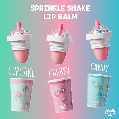 Tinc Sprinkle Shake Lip Balms - Delicious Scents: Cherry, Cupcake and Candy - Keeps Lips Moist - Gift Idea - 3 in Pack - Image 3