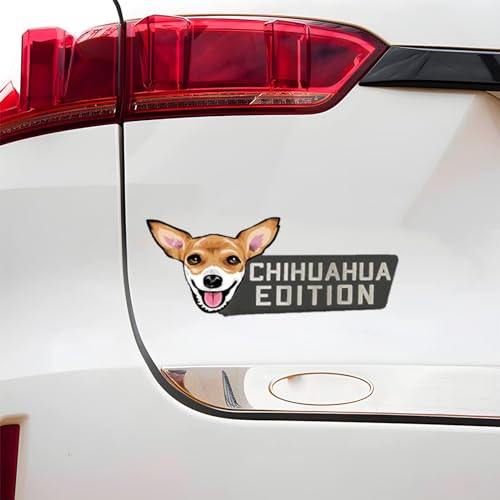 Image of Cute Dog Car Badge Laser Cutting Car Emblem,Funy 3D Acrylic Dogs Badge Rated Car Emblem Automotive Badge Decals and Stickers for Car, Truck, Rv, Boat Exterior Decoration (Chihuahua)