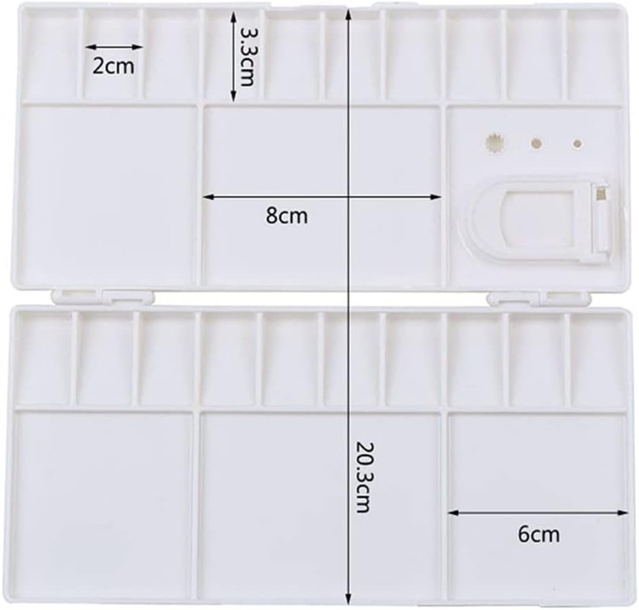 White Plastic Paint Palette Box Watercolor Tray with 25 Grids Flip Folding Art Tool Supplies