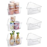 Oubonun Lazy Susan Organizers Set of 6, 10.2”x 9.4”x 4” Plastic Transparent Kitchen Cabinet Storage