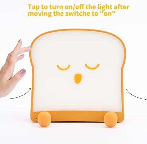 LOVERUIS Cute Night Lights for Bedroom - Toast Night Light Bread Lamp Nightlight for Children with USB Rechargeable for Toddlers Kids Adluts(Sleeping)