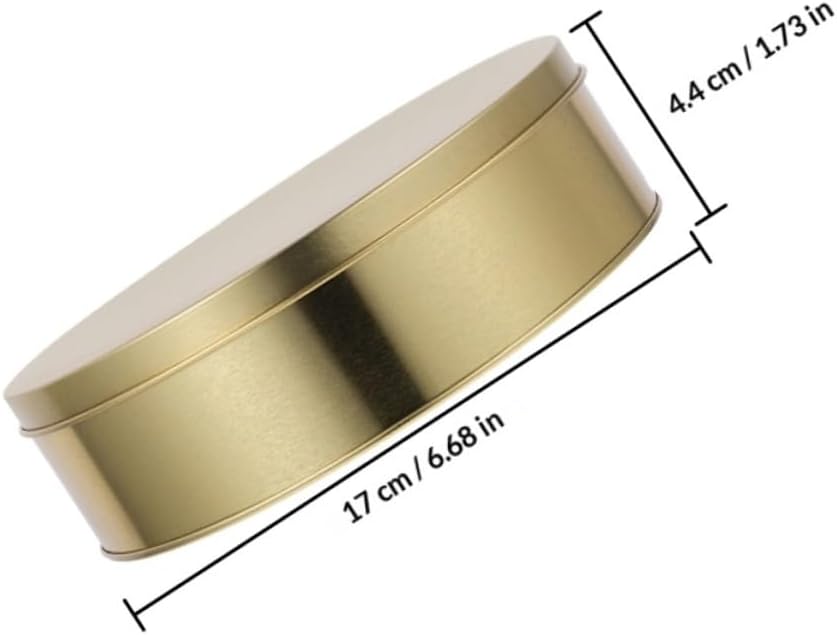 4pcs Christmas Cookie Tins with Lids round Metal Storage Containers Holiday Candy and Snack Jars Refillable Golden Tin Box for Baking and Packaging