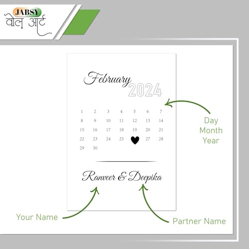 Image of JABSY Personalised Couple Framed Print for Living Room Bedroom Office Gift for Engagement Wedding Birthday Anniversary Love Speical Gift (Couple Calender)