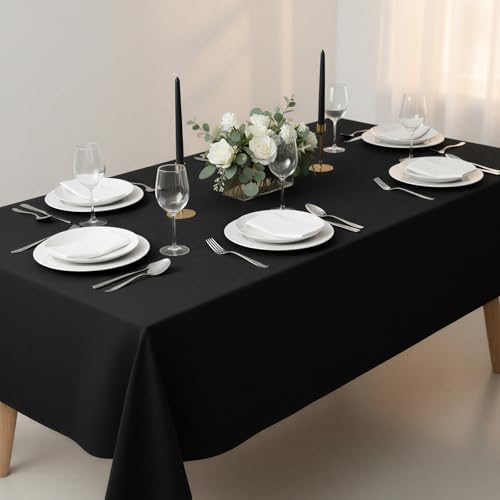 Fixwal 2 Pack Black Table Cloth Rectangle, 60 x 102 Inch Polyester Brushed Fabric Tablecloths Rectangular Table Covers 6ft for Party, Banquet, Dining, Wedding, Graduation by Fixwal - Image 5