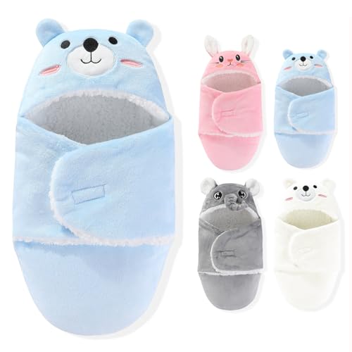 SEVDO Swaddles for Newborns,Personalized Baby Sleep Sack,Infant Cute Plush Receiving Blanket 0-6 Months for Girl Boy (Blue Bear)