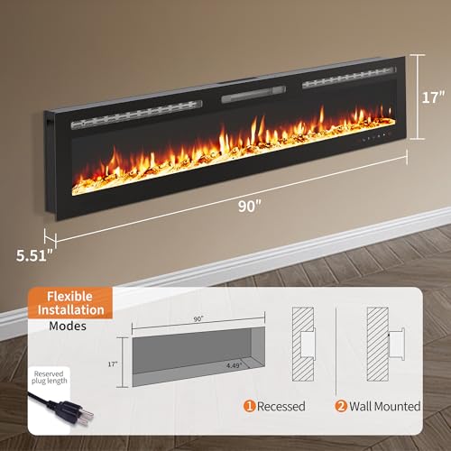 Chimenea Eléctrica Empotrable con Control WiFi y Llama Multicolor miniatura 2