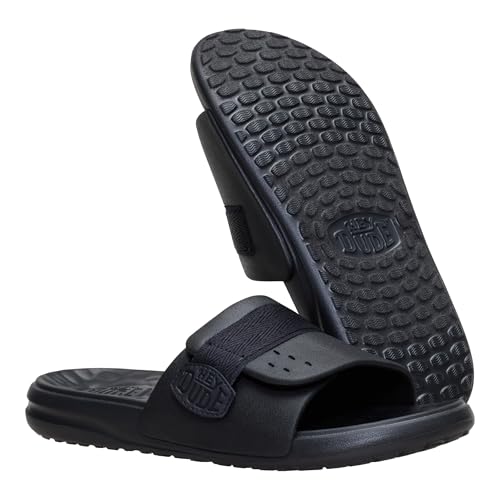 HEYDUDE Men's Wave ALT Slide, Black/Grey Size 7 | Lightweight EVA Sandal with Adjustable Strap and Flexible Travel Ready Outsole by HEYDUDE - Used condition - Image 6