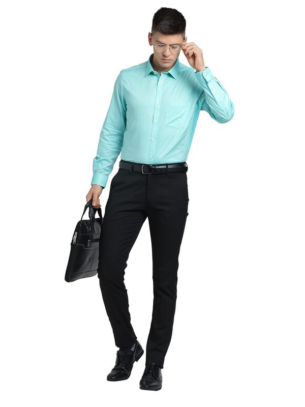 Image of Turtle Men 100% Cotton Slim Fit Lemon Solid Formal Shirt