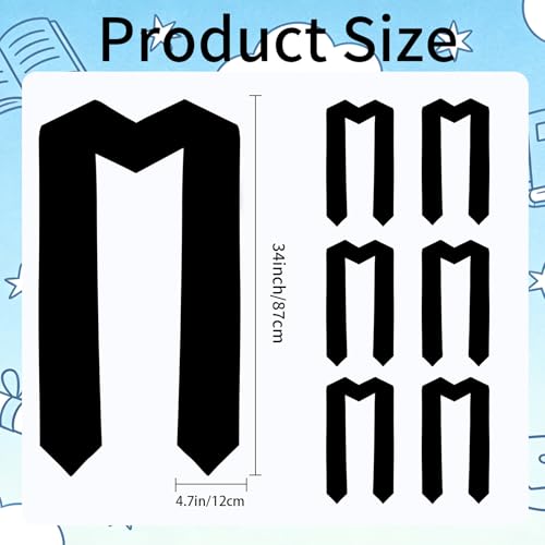 CsyuyHIF Graduation Stole, 6 Pieces Unisex Adult Graduation Sash Bulk, Graduations Stole Class of 2026, Satin Grad Sash Plain Black Stoles for 2026 High School College Graduations Ceremony, 70 Inches