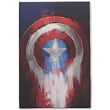 Open Road Brands Marvel Captain America Shield Gallery Wrapped Canvas Wall Decor - Captain America Wall Art for Man Cave or Movie Room
