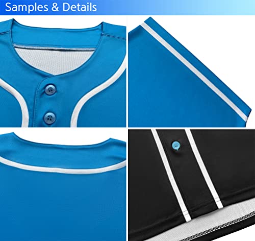 KXK Plain Men Gradient Baseball Jersey Button Down Shirts Short Sleeve Fashion Hip Hop Sports Uniform - Thumbnail 4
