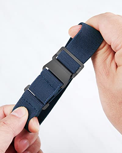 Image of BINLUN Elastic Nylon Watch Band 18mm 20mm 22mm Marine Nationale Fabric Military Parachute Replacement Watch Strap Men Women Silver & Black Buckle - Upgraded Hook-and-Loop Buckle
