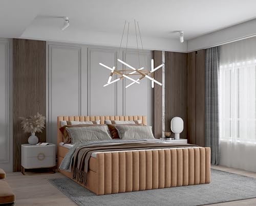 Imebel Boxspringbett 200x200 cm, Bett mit Matratze H3 und Stauraum, Polsterbett mit Bettkasten, Boxbett 200x200 Komplett, Doppelbett mit Bonell-Matratze, Bett für Schlafzimmer VIVO